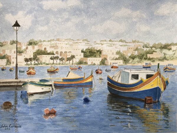 Marsaxlokk Boats And Lamppost